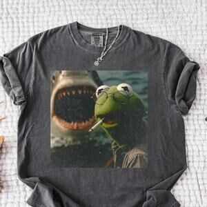 Washed Dark Humor Shirt, Smoking Frog Meme Tee